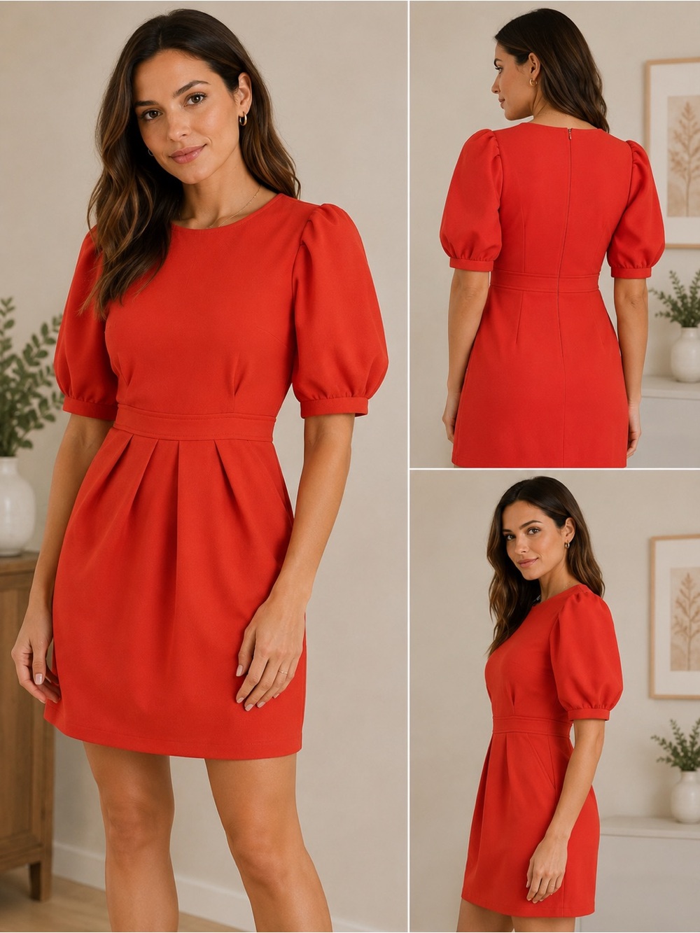 Toccin Dress Orange Puff-Sleeve Mini Dress - Women